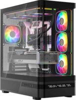 MODECOM Volcano Volcano AQ200 ARGB Midi torony számítógépház + 4db 120mm ventilátor - Fekete