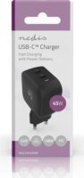 Nedis WGCHA45WBK 2x USB-C GaN Hálozati Gyorstöltő Adapter 45W - Fekete