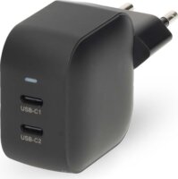 Nedis WGCHA45WBK 2x USB-C GaN Hálozati Gyorstöltő Adapter 45W - Fekete