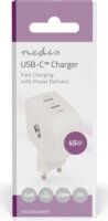 Nedis WGCHA45WWT 2x USB-C GaN Hálozati Gyorstöltő Adapter 45W - Fehér