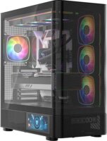 MODECOM Volcano Volcano AQ400 ARGB Midi torony számítógépház + 4db 120mm ventilátor - Fekete