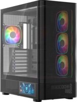 MODECOM Volcano Volcano AQ400 ARGB Midi torony számítógépház + 4db 120mm ventilátor - Fekete