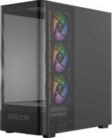 MODECOM Volcano Volcano AQ400 ARGB Midi torony számítógépház + 4db 120mm ventilátor - Fekete