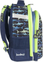Budmil ergonómiai iskolatáska Cápa mintával - Kék/Zöld