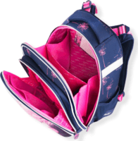 Budmil ergonómiai hátitáska Róka mintával - Kék/Rózsaszín