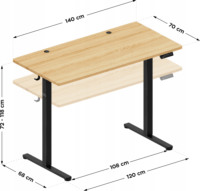 Mark Adler Craft 7.3 Elektromosan állítható Gamer asztal 140 x 70 x 118 cm - Natúr fa/Fekete