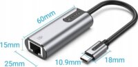 Vention CFNHB USB-C apa - RJ45 Gigabit anya Átalakító Adapter 0.15m - Ezüst/Fekete
