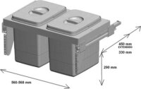 Teka ECO 2 x 15 literes 60 cm szekrénybe építhető műanyag szemetes - Szürke