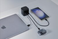 Intenso W65ACIC USB-A / 2x USB-C Hálózati Gyorstöltő Adapter integrált USB-C kábellel 65W - Fekete