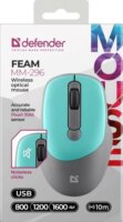 Defender MM-296 Feam Silent RF Wireless Egér - Fekete/Menta Zöld