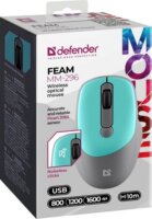 Defender MM-296 Feam Silent RF Wireless Egér - Fekete/Menta Zöld