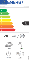 Gorenje GV520E15 Beépíthető Mosogatógép 45cm 9 teríték