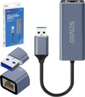 Savio AK-83 USB-A 3.1 Gen 1 apa - RJ-45 Ethernet anya Adapter - Szürke