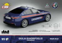 Cobi 24654 Giulia Quadrifoglio Carabinieri Autó 99 darabos műanyag makett 1:35