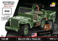 Cobi 2804 Willys MB & Trailer Executive Edition terepjáró utánfutóval 1580 darabos műanyag makett 1:12
