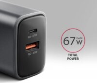 Axagon ACU-PQ67 PD3.0 & QC4+ USB-C / USB-A Hálózati Gyorstöltő Adapter 67W - Fekete