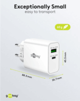 Goobay 75336 USB-A / USB-C Hálózati Gyorstöltő Adapter 30W - Fehér