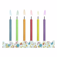 Színes 12 darabos gyertya színes lánggal