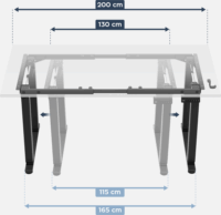 Mark Adler Xeno 5.0 Elektromosan állítható Gamer asztal váz 115-165 x 58 x 71-117 cm - Fekete