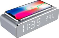 Iris DC-120-S-Qi Beépített vezeték nélküli gyorstöltős Digitális ébresztőóra - Ezüst