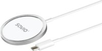 Savio LA-11 Magnetic Qi Wireless Töltő Adapter 15W integrált USB-C kábellel 1m - Fehér