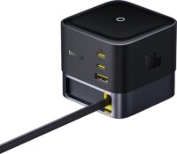 Baseus Super GaN USB-A / 3x USB-C Töltőállomás 100W integrált USB-C kábellel - Fekete