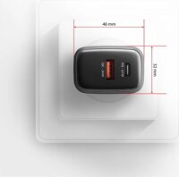 Axagon ACU-PQ67D PD3.0 & QC4+ USB-A / USB-C 67W LCD Hálozati Gyorstöltő Adapter - Fekete