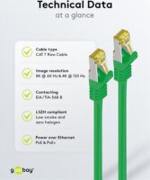 Goobay 91586 S/FTP Cat 7 RJ45 500MHz Patch Kábel 1m - Zöld