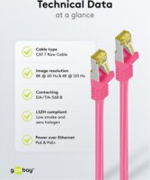 Goobay 91605 S/FTP Cat 7 RJ45 500MHz Patch Kábel 2m - Rózsaszín