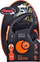 Flexi New Neon Automata póráz 5 m - Fekete/Narancs