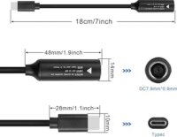 BlackBird BH1720 USB-C apa - DC 7.9x0.9 mm anya PD 65W Töltőkábel - Fekete
