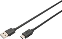 Digitus AK-300148-030-S USB‑A apa - USB‑C apa 2.0 Adat és Töltőkábel 15 Watt 3m - Fekete