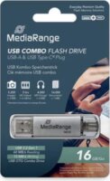 Mediarange MR935 USB-A / USB-C 16GB Pendrive - Ezüst