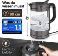 Proficook PC-WKS 1322 G Vízforraló 1.7L 2200 Watt - Átlátszó / Inox