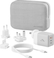 Alogic WCM3X100G USB-A / 2x USB-C Hálózati Utazó Gyorstöltő Adapter 100W + USB-C Kábel 2m - Fehér