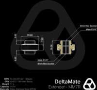 Thermal Grizzly TG-DM-FIT-0011 DeltaMate Extender MM7R G1/4" apa - G1/4" apa Hosszabbító Adapter - Fekete