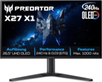 Acer 27" X27X1bmiippruzx Predator 16:9 4K UHD OLED Gaming Monitor - Fekete