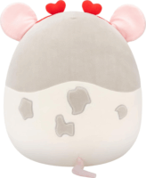 Squishmallows Rusty a szürke patkány csokornyakkendővel és szivecskés fejpánttal plüssfigura 20 cm