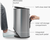 Joseph Joseph Arc 10 literes pedálos fém szemetes - Inox