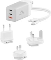 Alogic WCM3X67G USB-A / 2x USB-C Utazó Hálózati Gyorstöltő Adapter 67W + USB-C Kábel 2m - Fehér