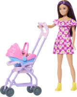 Mattel JJB42 Barbie Bébiszitter babakocsival játékszett