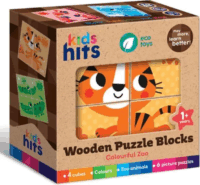 Kids Hits Fa puzzle kocka - Színes állatkert Bébi kirakós