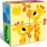 Kids Hits Fa puzzle kocka - Színes állatkert Bébi kirakós