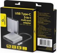 Gembird A-CM-COMBO3-04 USB Type-C 5-port HUB (2x USB + 2x HDMI + PD) - Szürke