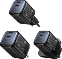 Unitek P1129ABK01-EU 2x USB-C GaN Hálozati Utazó Gyorstöltő Adapter 45W - Fekete