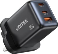 Unitek P1130ABK01-EU USB-A / 2x USB-C GaN Hálózati Utazó Gyorstöltő Adapter 65W - Fekete
