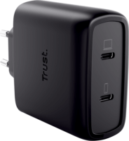 Trust Maxo 2x USB-C GaN Hálozati Gyorstöltő Adapter 65W + USB-C Kábel 2m - Fekete
