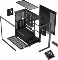 MODECOM VOLCANO STELLAR ARGB MIDI 5F Midi torony Számítógépház + 4db 120mm ventilátor - Fekete