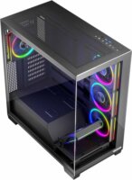 MODECOM VOLCANO STELLAR ARGB MIDI 5F Midi torony Számítógépház + 4db 120mm ventilátor - Fekete