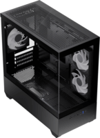 Aerocool P300D-G-BK-v1 Mini Torony Számítógépház + 3db 120mm ventilátor - Fekete